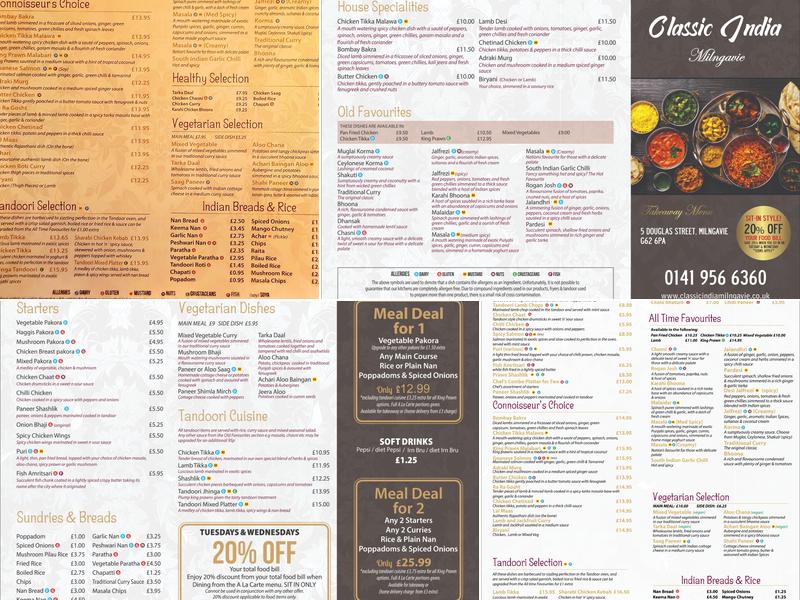 Classic India Restaurant Menu