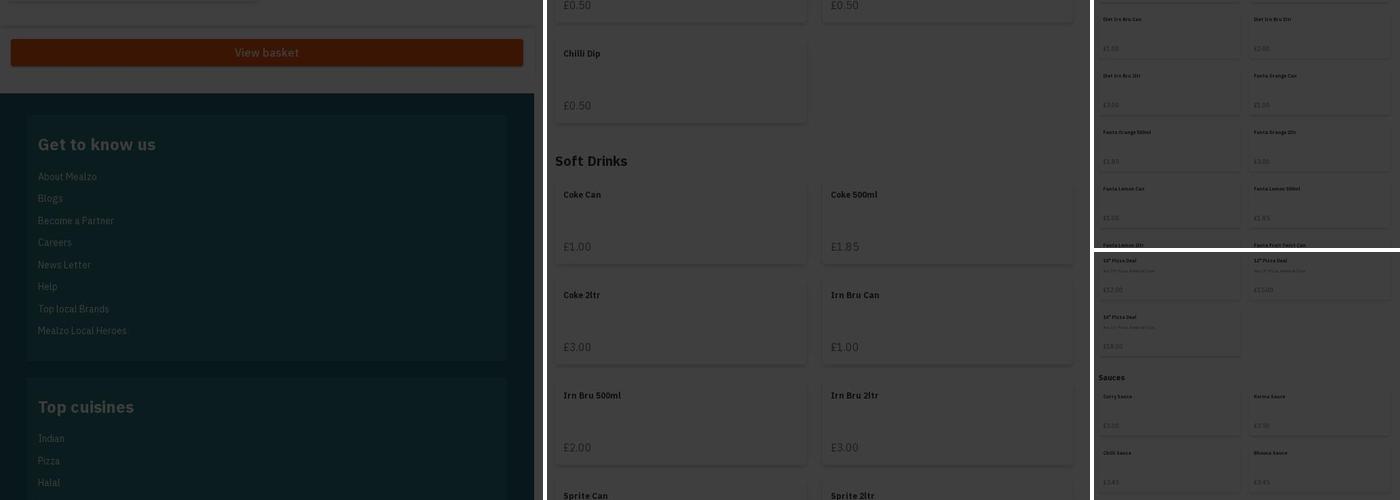 Chillies Takeaway Glasgow Menu