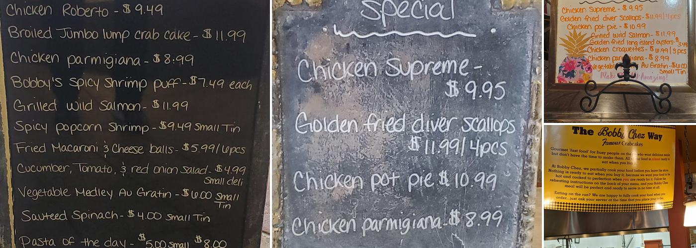 Bobby Chez Famous Crabcakes Menu