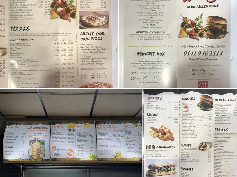 Woody’s Chargrilled Kebab Menu