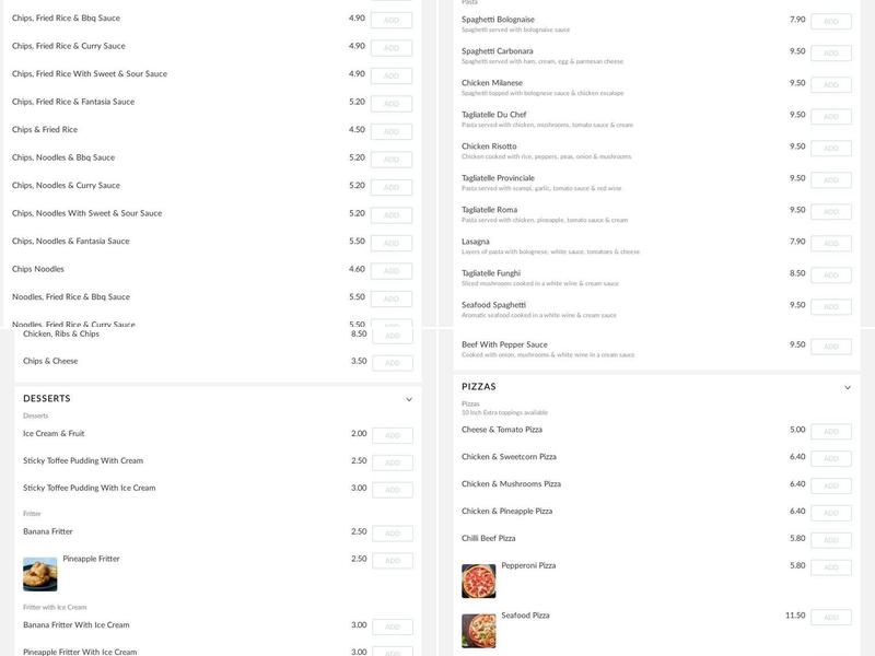 Choi's Chinese Take Away Menu