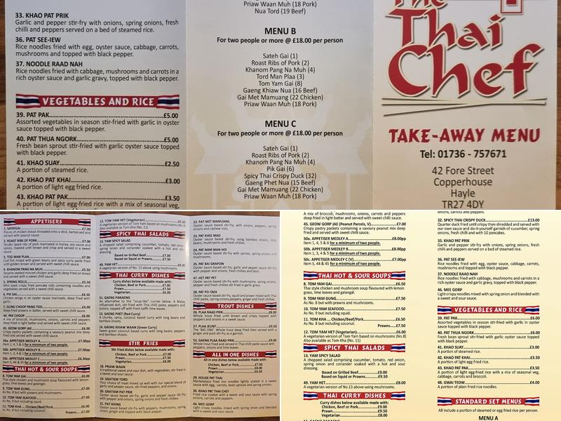 The Thai Chef Menu