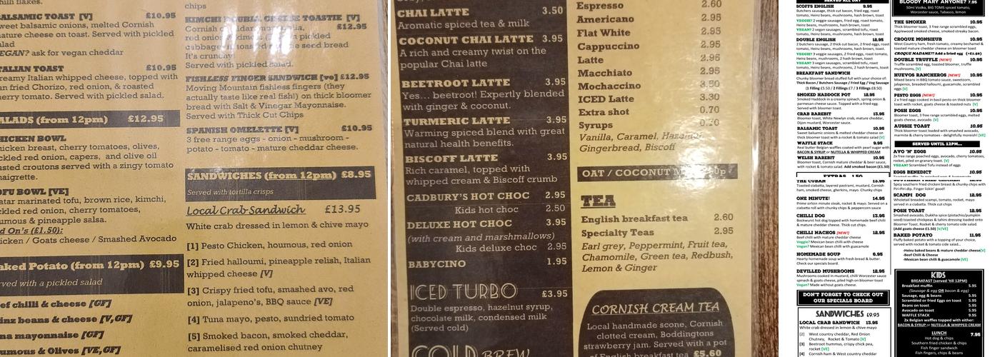 Scoff Troff Cafe Menu