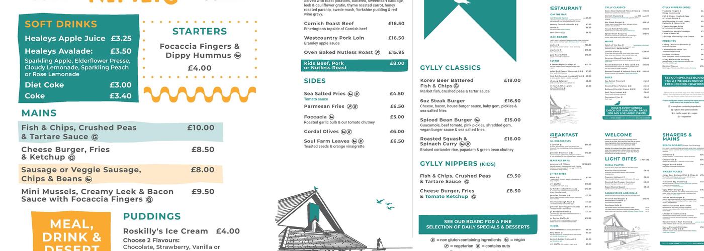 Gylly Beach Cafe Menu