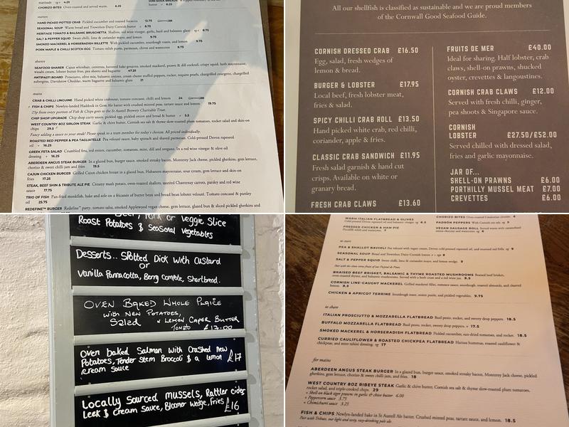 Old Custom House, Padstow Menu