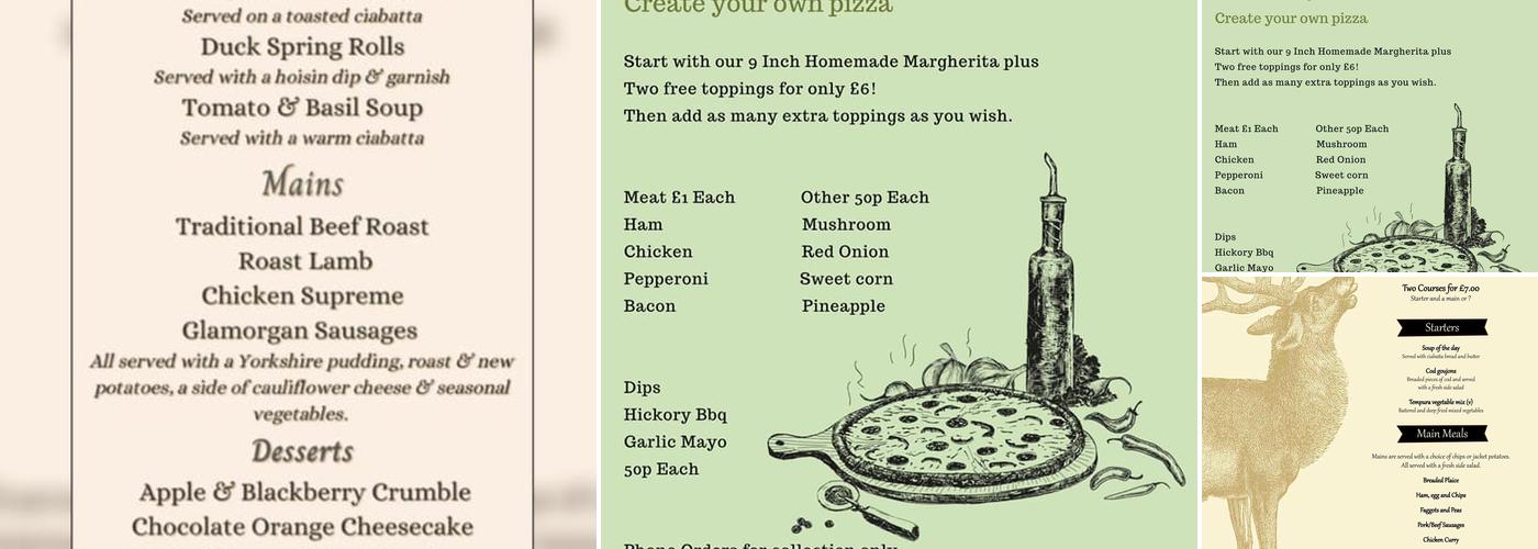 The Rising Sun Inn Menu