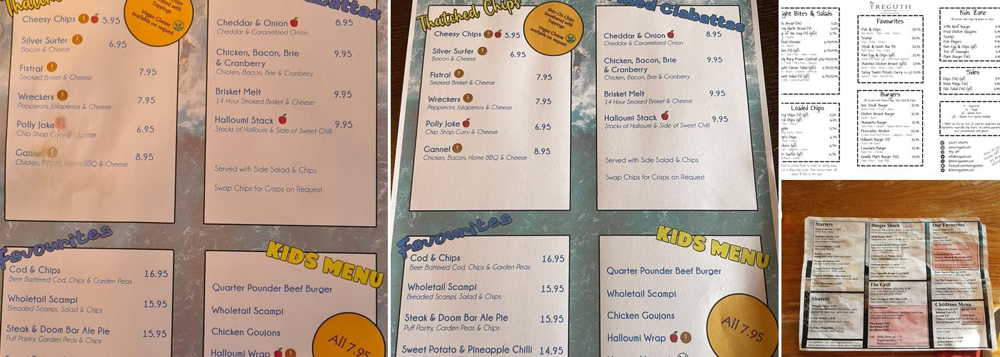 The Treguth Inn Menu