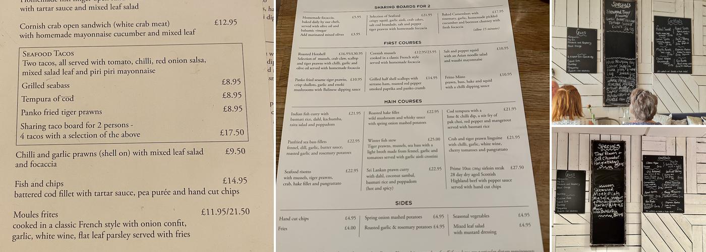 The Fish House Fistral Menu