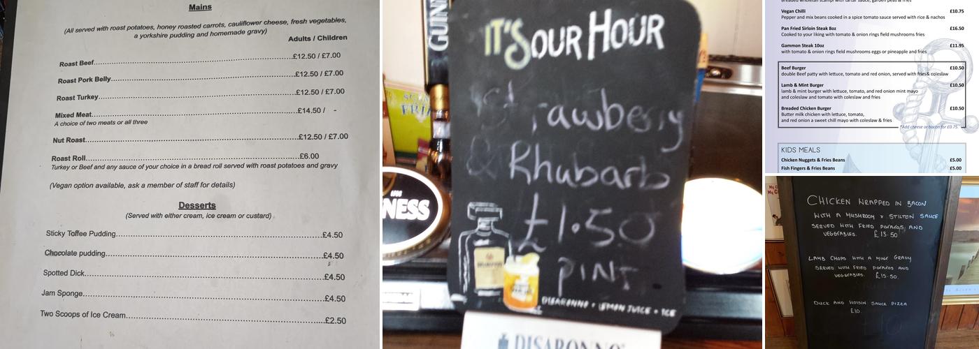 Combwich Anchor Menu