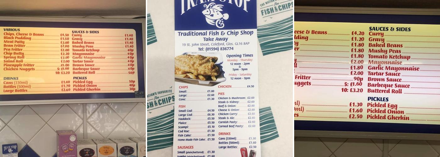Tram Stop Fish & Chip Shop Menu