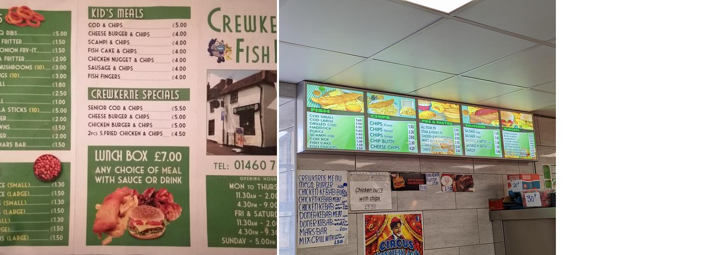 Crewkerne Fish Bar Menu