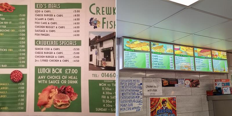 Crewkerne Fish Bar Menu