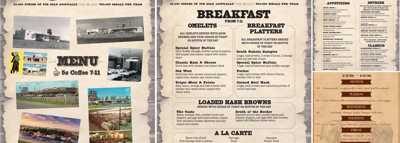 Al’s Oasis Menu