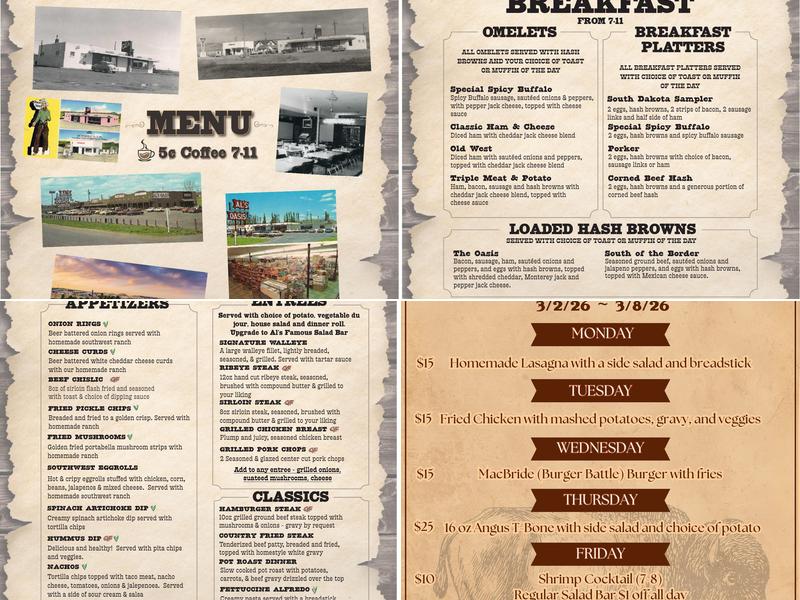 Al’s Oasis Menu