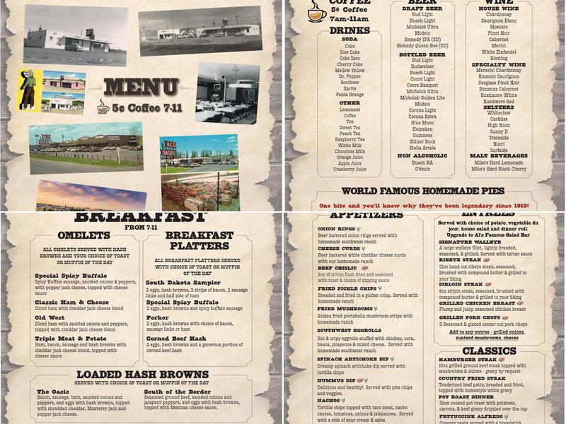 Al’s Oasis Menu