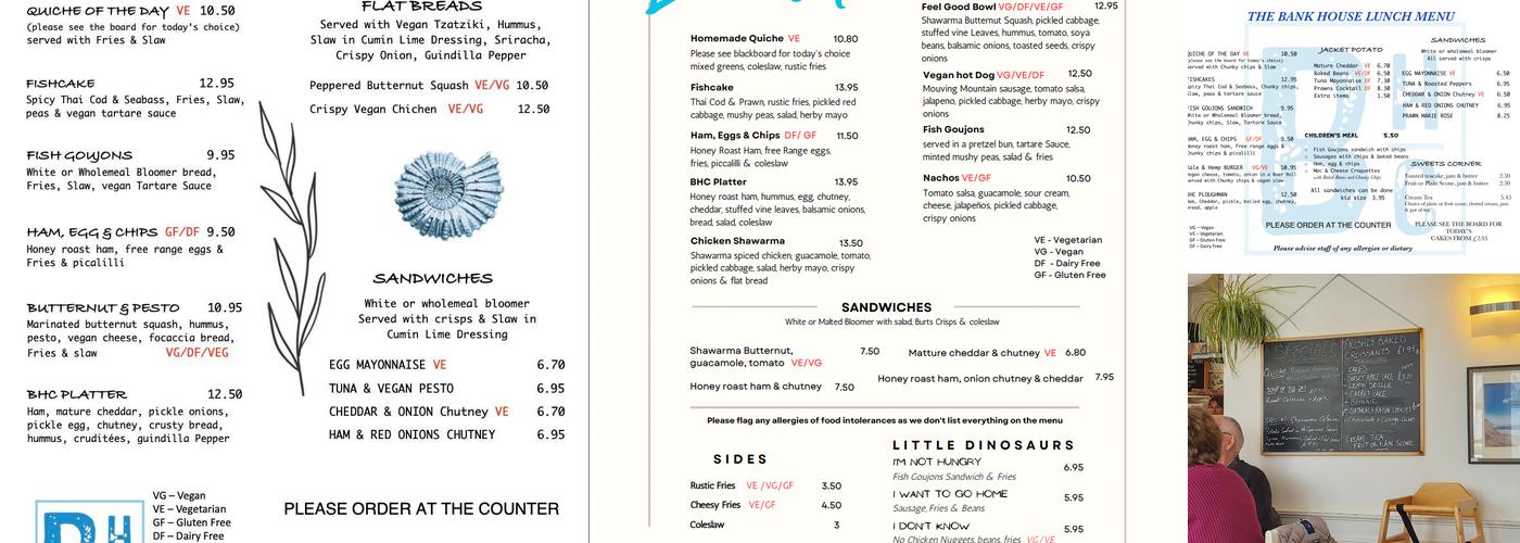The Bank House Cafe Menu