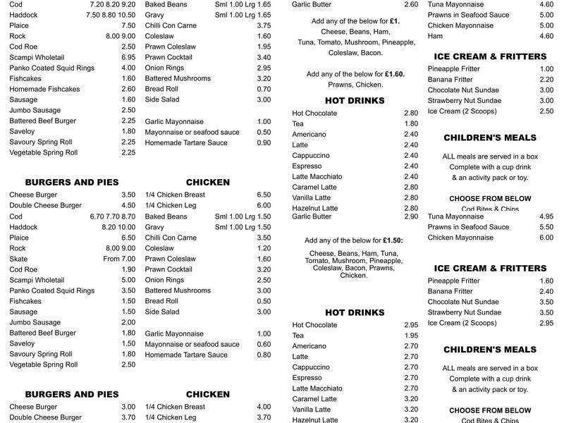 Mother Hubbards Menu