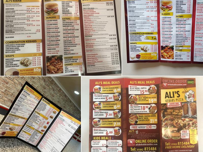 Ali's Kebabs & Pizza House Menu