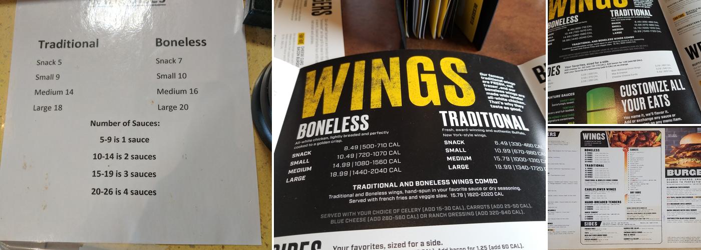 Buffalo Wild Wings Menu
