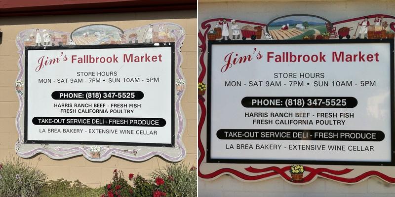 Jim's Fallbrook Market Menu