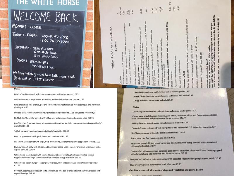 The White Horse Inn Menu