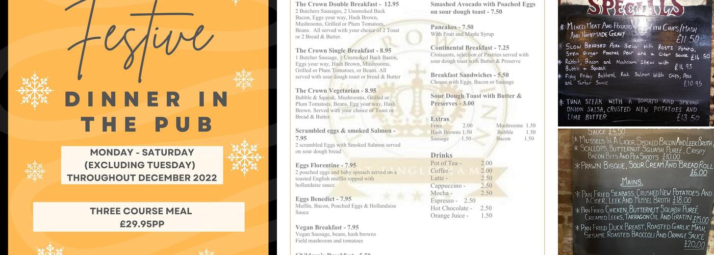 The Crown Inn at Finglesham Menu