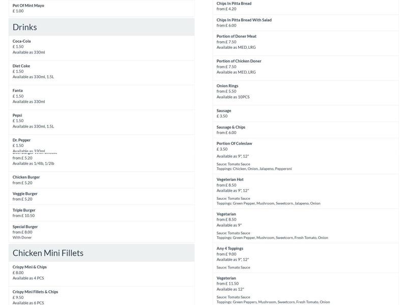Kebab Express Menu