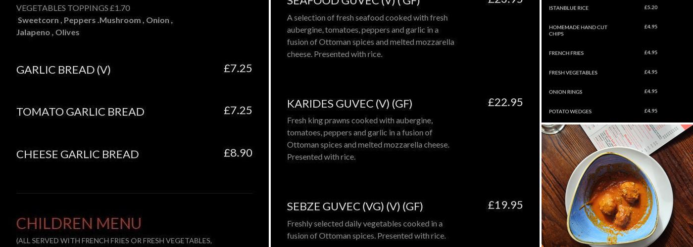 ISTANBLUE ROYTON Menu