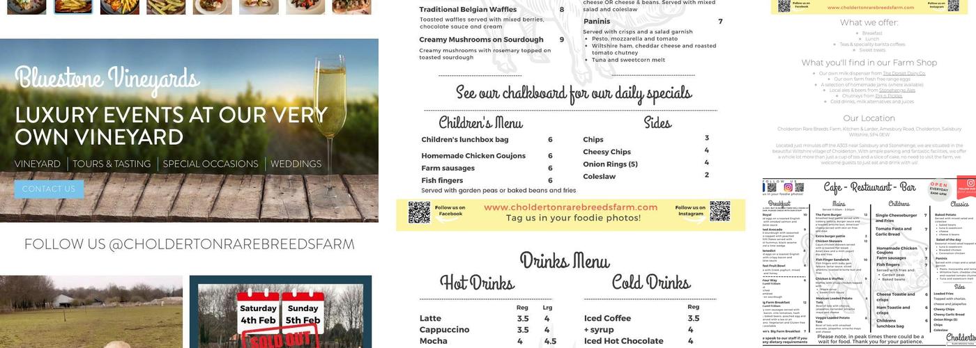 Cholderton Rare Breeds Farm Menu
