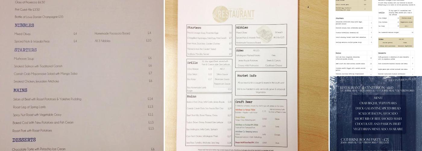 The Restaurant at Centurion Menu