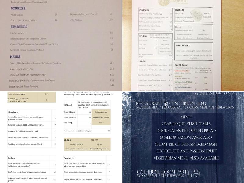 The Restaurant at Centurion Menu