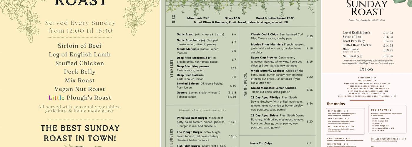The Plough of Henfield Menu