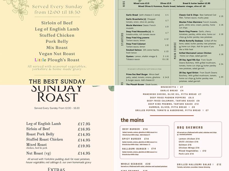 The Plough of Henfield Menu