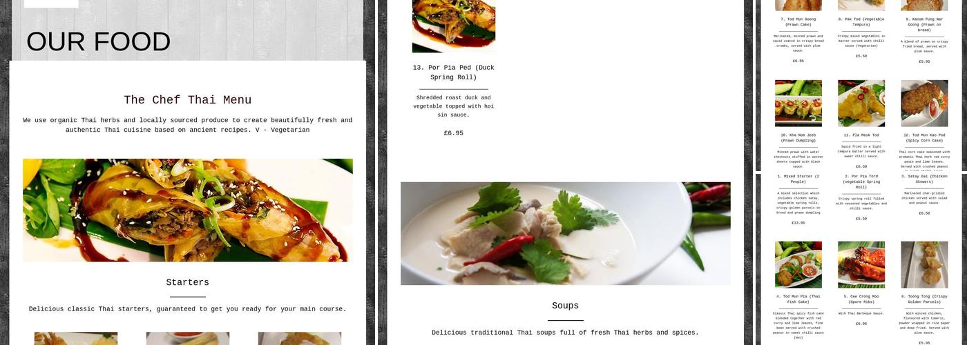The Chef Thai Cuisine Menu