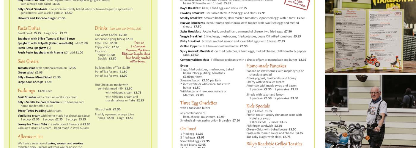 Billy's on the Road Menu