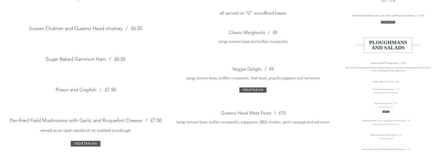 The Queens Head Menu