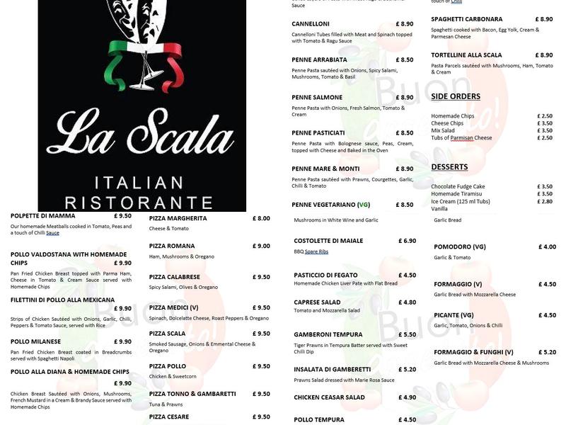 La Scala Restaurant Menu