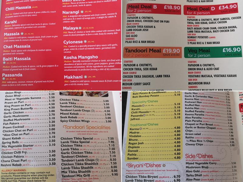The Balti taste ,Westhoughton Menu