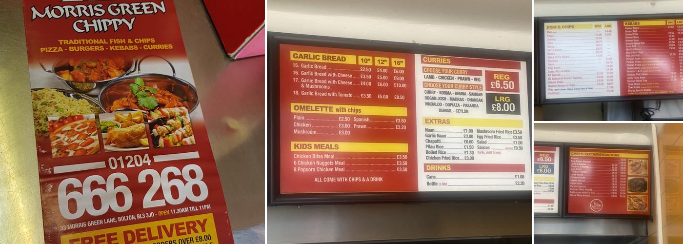 K2 Morris Green chippy Menu