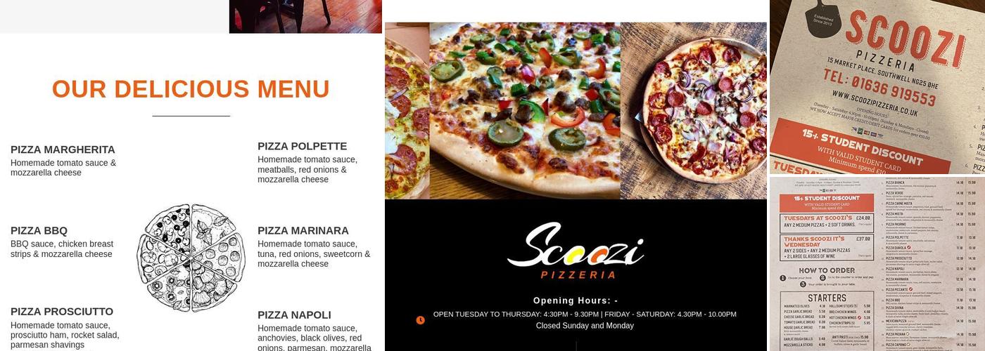 Scoozi Pizzeria Menu