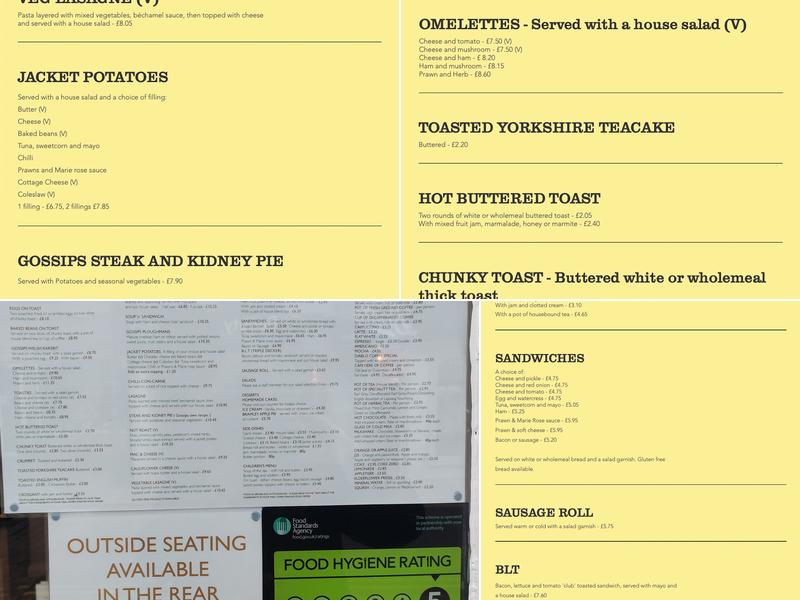 Gossips Coffee House Menu