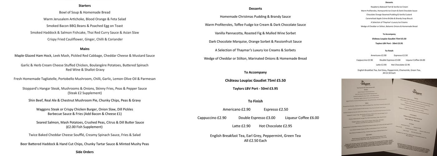 The Waggon at Halam Menu