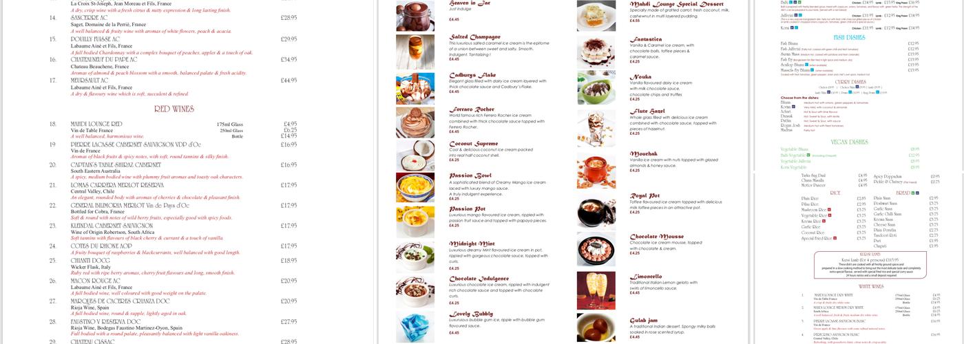 Mahdi Lounge Menu