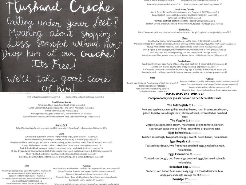 Worplesdone Place (Hotel) Menu