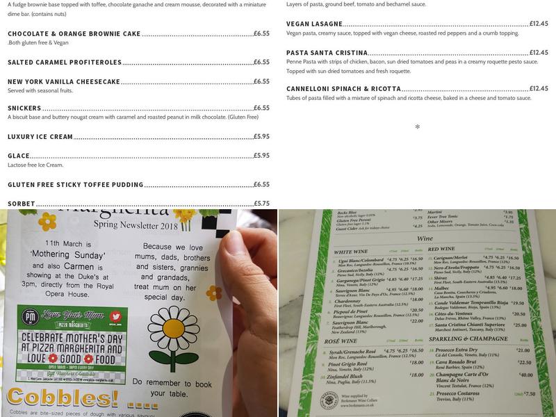 Pizza Margherita Menu