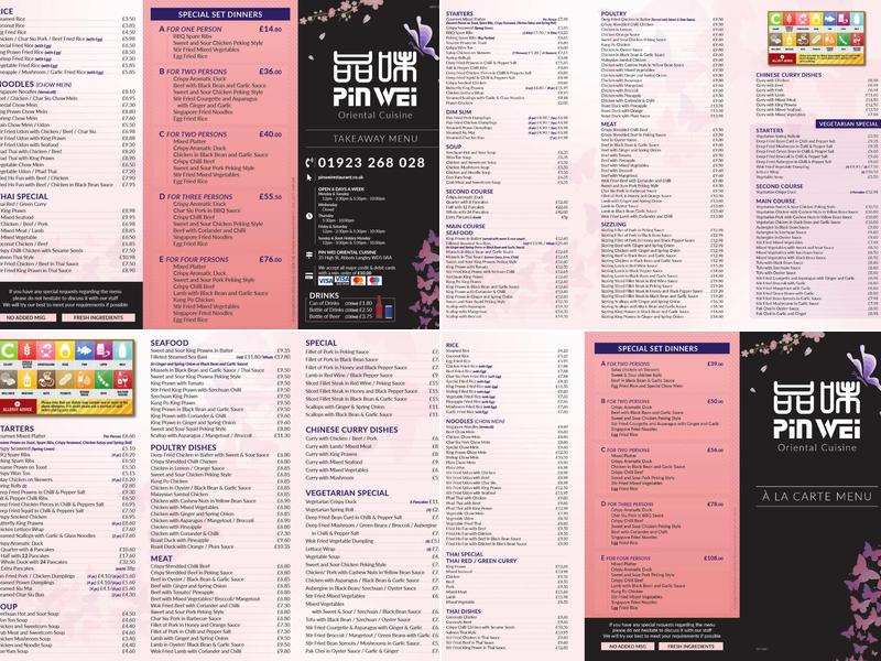 Pin Wei Restaurant Menu