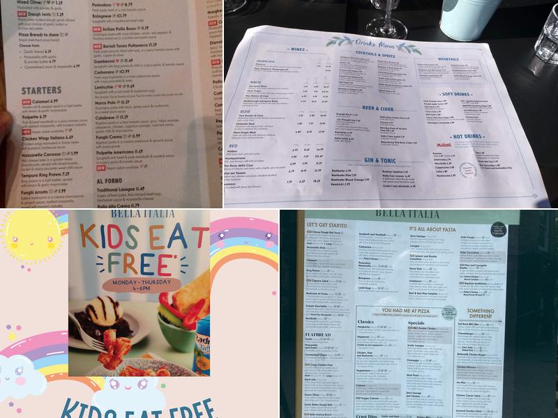 Bella Italia - Lancaster Menu