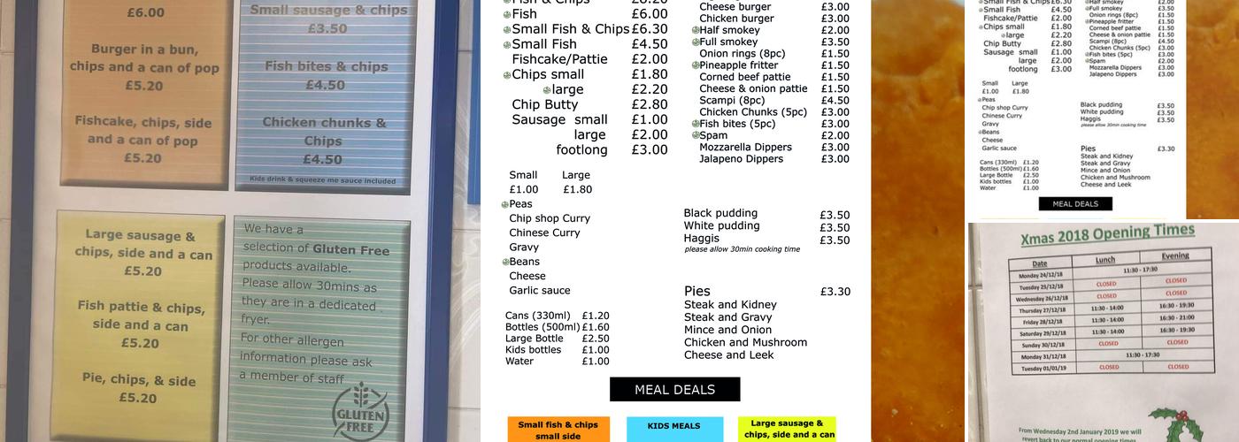 Catterick Village Fisheries Menu