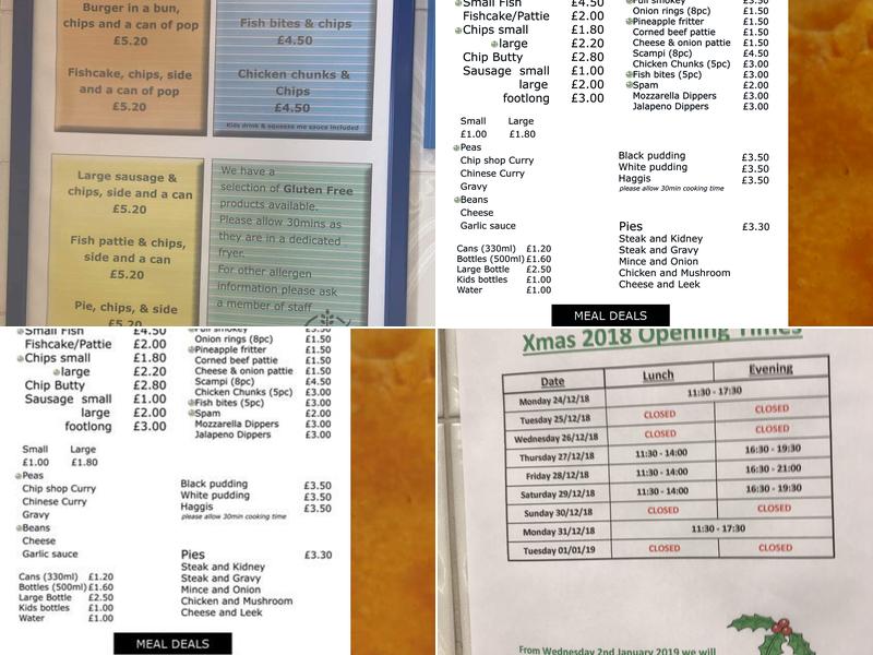 Catterick Village Fisheries Menu