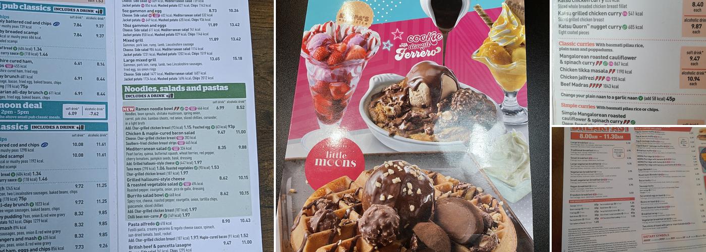 The Sir Richard Owen - JD Wetherspoon Menu